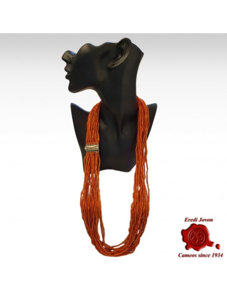 Long Multi String Antique Coral Necklace