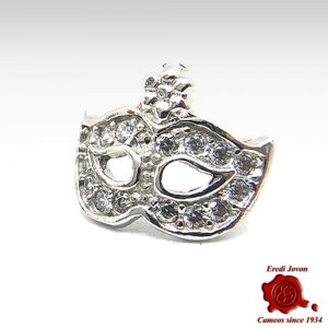 MASK SILVER EARRINGS ZIRCONIA DIAMOND VENETIAN CARNIVAL 2