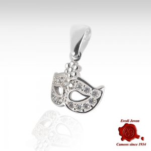 MASK SILVER PENDANT ZIRCONIA DIAMOND VENETIAN CARNIVAL 2