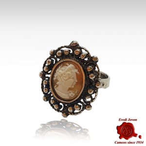 Antique cameo silver ring