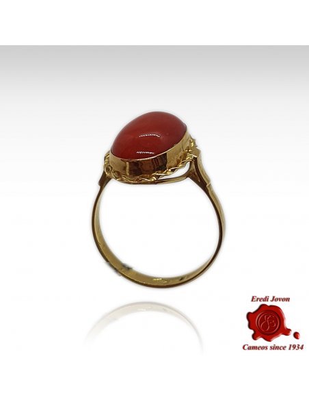 Italian Red Coral Gold Ring
