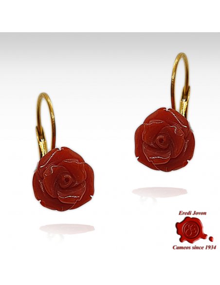 Red Coral Rose Earrings