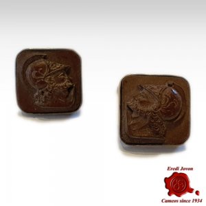 Antique Cufflinks Lava Stone Cameo 2