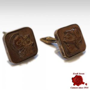 Antique Cufflinks Lava Stone Cameo