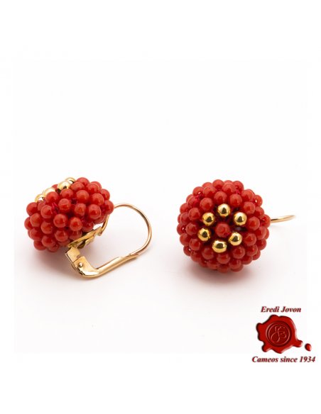 Red Coral Blackberry Earrings