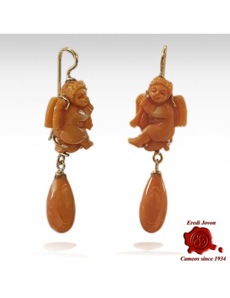 Coral Antique Earrings Gold
