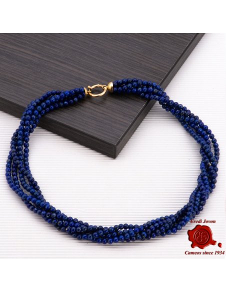 Multi String Lapis Lazuli Necklace in Gold