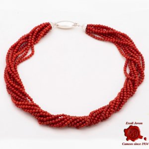 Multi String Red Italian Coral Necklace 2