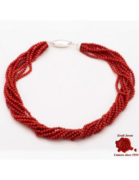 8 String Red Italian Coral Necklace