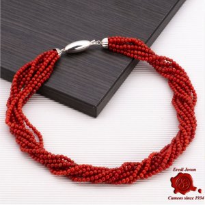 Multi String Red Italian Coral Necklace