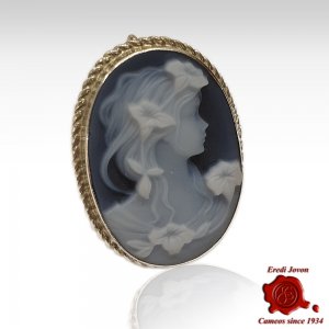 Spring Blue Cameo Silver Brooch 2