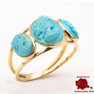 Turquoise Cameos Ring in Gold