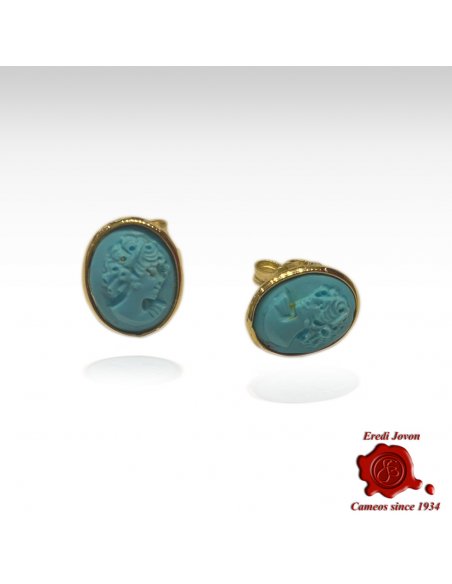 Turquoise Cameos Earrings