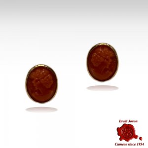 Coral Cameos Earrings in Yellow Gold 2