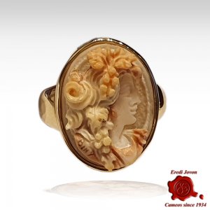 Flora Cameo Signet Ring Gold