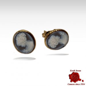 Gold Cameo Earrings Studs 2