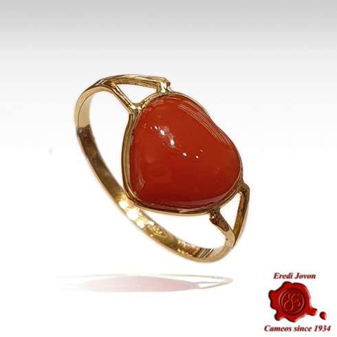 Red Coral Ring Heart Shaped