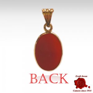 Red Coral Pendant Oval in Gold 2