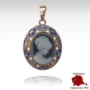 Venice Blue Cameo with Enamel Set