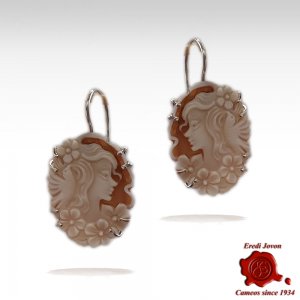 Cameo Earrings Silver Sfioccato Sardonica Shell 2