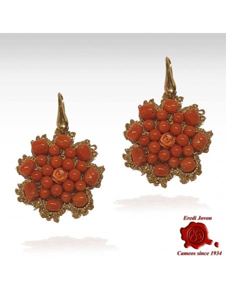 Dangle Macrame & Coral Antique Earrings