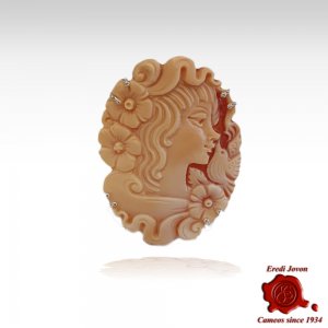 Cameo Brooch Shell Silver Sfioccato
