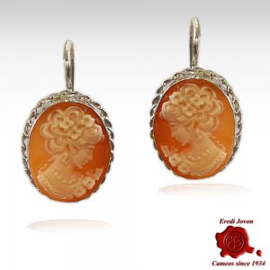 Venice Shell Cameo Earrings Silver Dangle 2