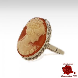 Venice shell cameo ring silver 2