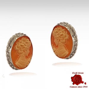 Venice Shell Cameo Earrings Silver 2