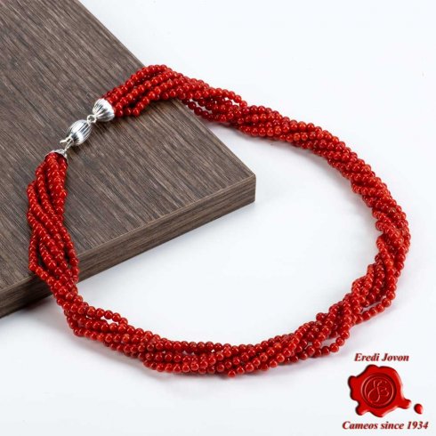 Red Italian Coral Necklace - Six Strings