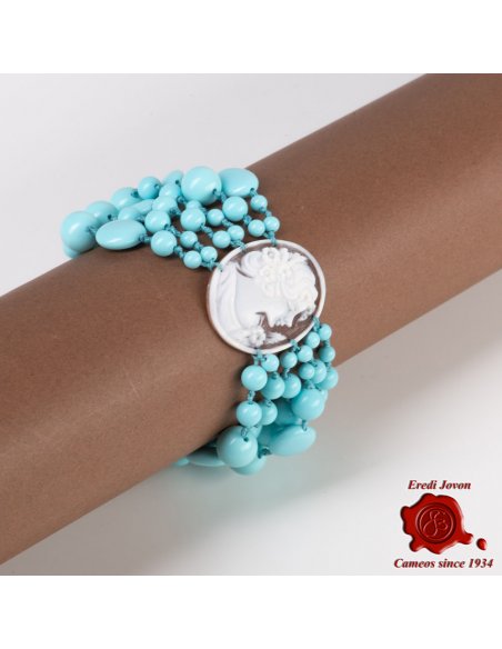 Turquoise and Cameo Bracelet