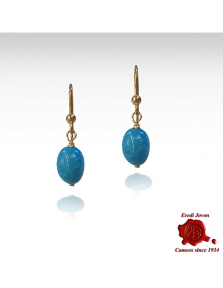 Turquoise Beads Dangle Gold Earrings