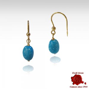 Turquoise Beads Dangle Gold Earrings 2