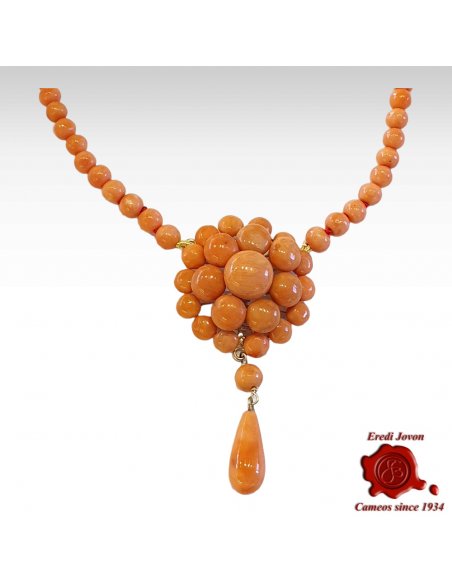Antique Coral Beads Necklace with Pendant