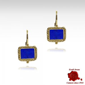 Tagliamonte Gold Earrings Blue Intaglio Androclo 2