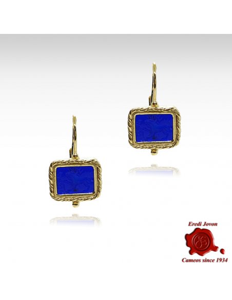 Tagliamonte Earrings Blue Intaglio in Gold - Androclo