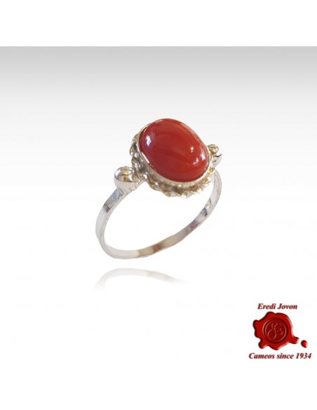 Red Coral Ring Silver