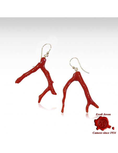 Red Coral Branches Earrings