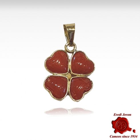 Quatrefoil Lucky Charm in Coral and Gold