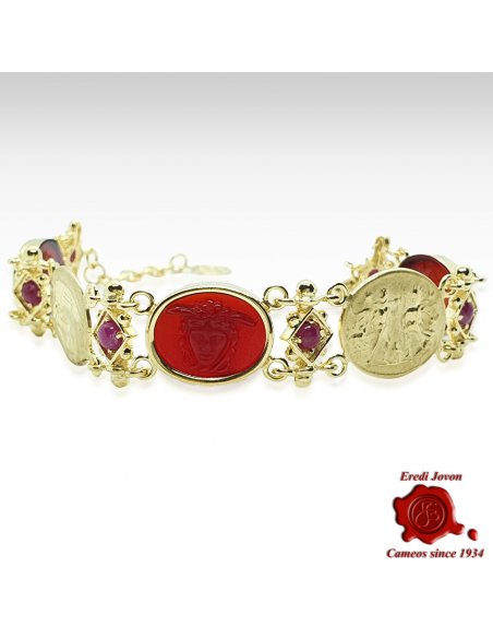 Tagliamonte Red Intaglio Bracelet in Gold - Medusa