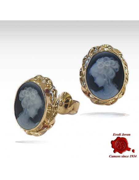 Venice gold cameo earrings