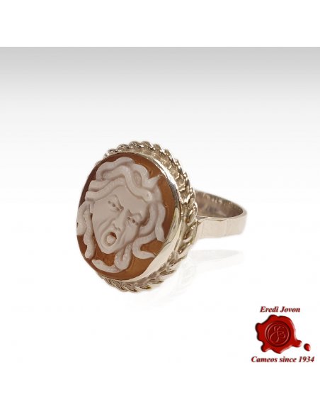 Silver Cameo Ring Medusa from Caravaggio