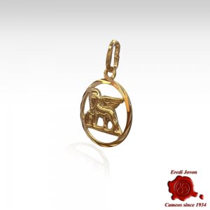 Charm Saint Mark Lion Round in Gold