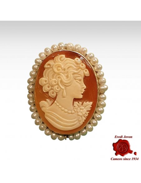 Cameo Brooch with Pearl Silver Set