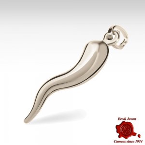 Italian Horn Necklace White Gold