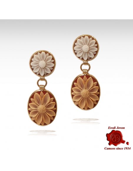 Daisy Double Cameo Earrings in Gold