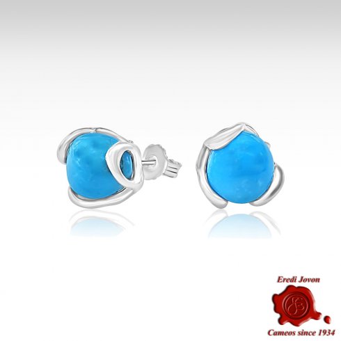 Studs Turquoise Stone Earrings in Silver