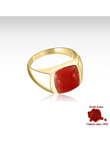Coral Man Signet Ring in Gold Vedic Porpouse Astrology