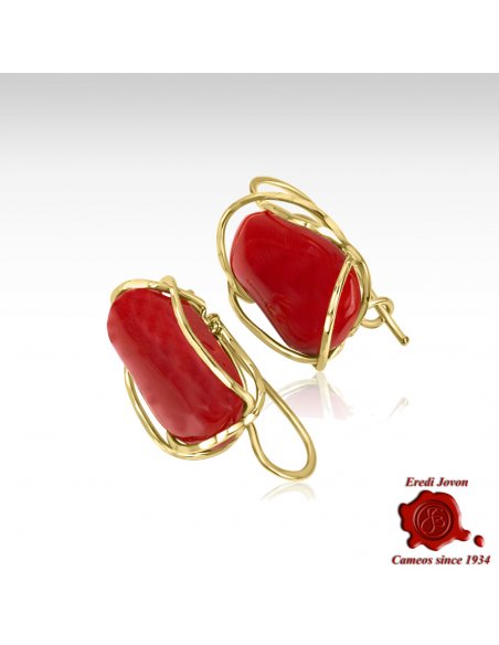 Modern Red Coral Earrings