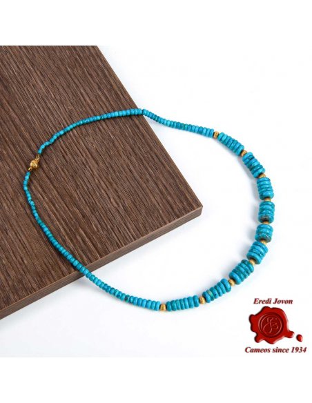 Old Turquoise Necklace Graduated